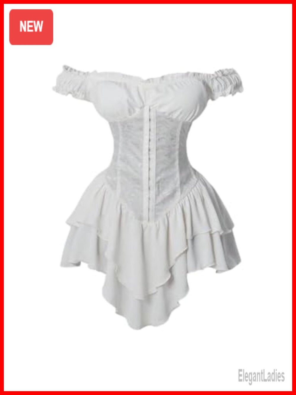 Off Shoulder Corset Lace Mini Dress Gothic Ruffle Hem Lace Up